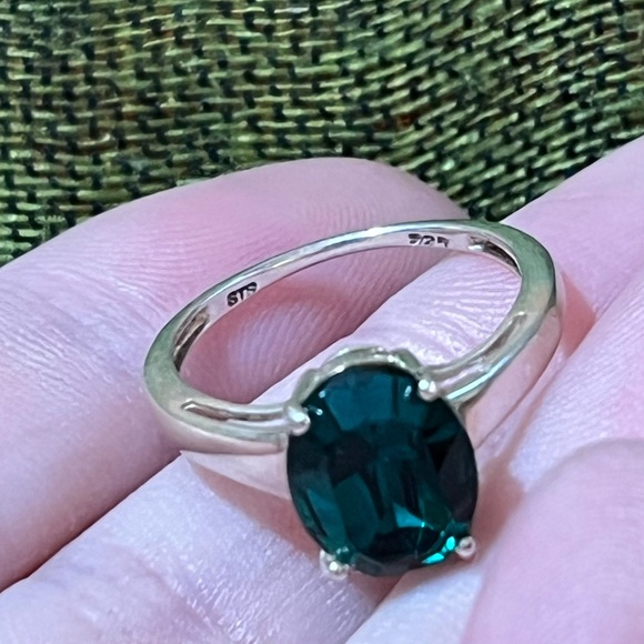 Chuck Clemency Green Emerald Sterling Silver 925 Designer Size 5 3/4 Ring - Picture 5 of 6